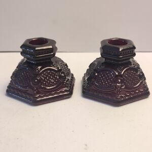 Vintage Avon Taper Candle Holders Burgundy